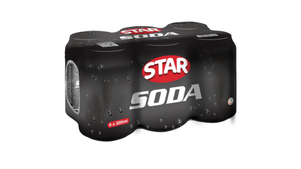 Star Soda Carbonated Soft Drink Can with Tray 6-Pieces 300 ml, Transparent